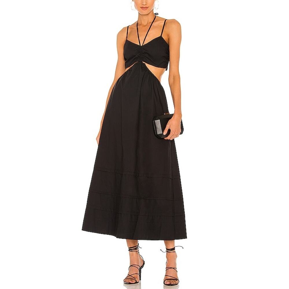 NICHOLAS Black Cutout Strappy Midi Dress